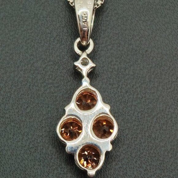 Mandarin Garnet Sterling‎ Silver Pendant with Chain - Picture 4 of 6